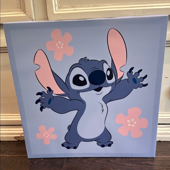 Disney Other - NWOT Disney Stitch Canvas Art with Pink Flowers